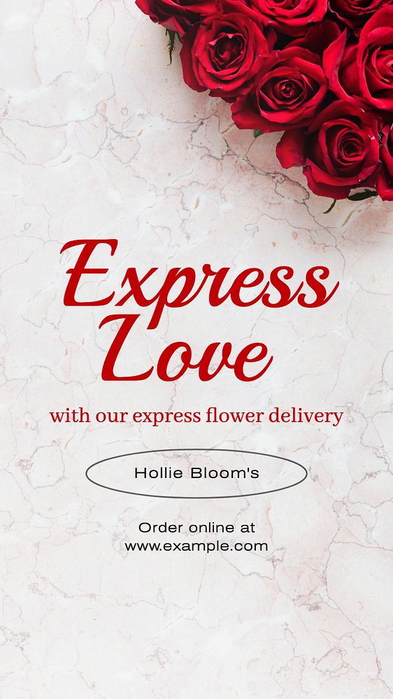 Flower delivery Instagram story template, editable text