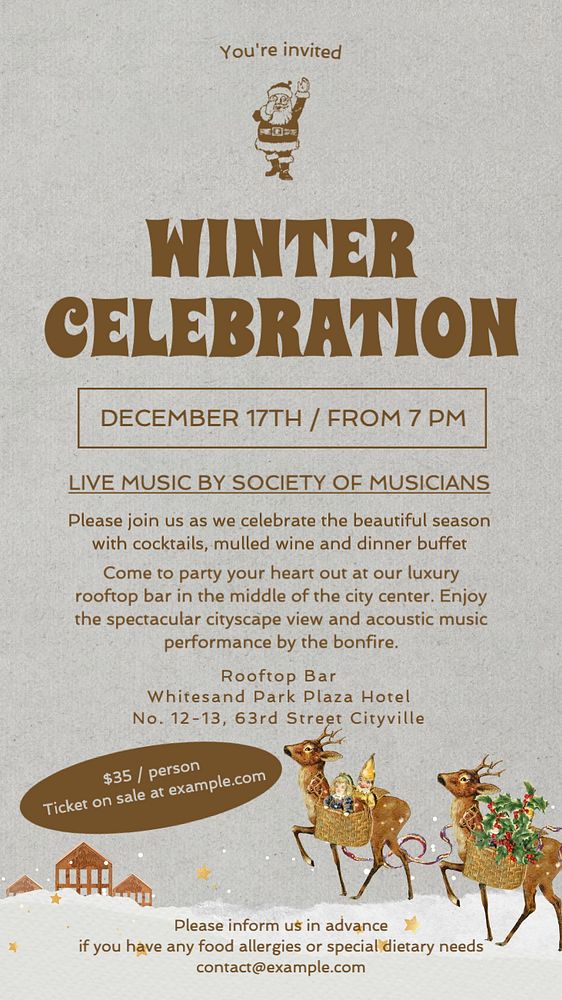 Winter celebration Instagram story template, editable text