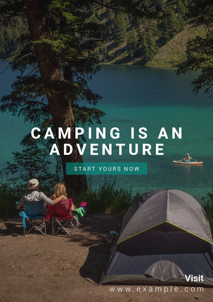 Camping  poster template, editable text and design