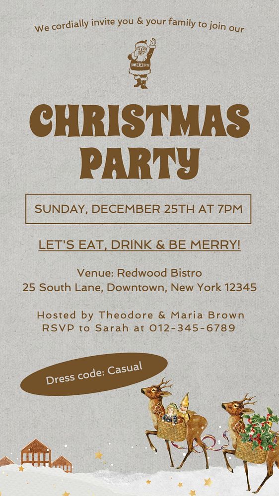 Christmas party invitation Instagram story | Premium Editable Template ...