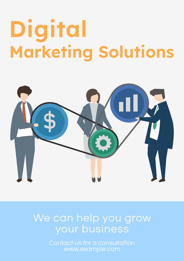 Digital marketing solutions  poster template, editable text and design