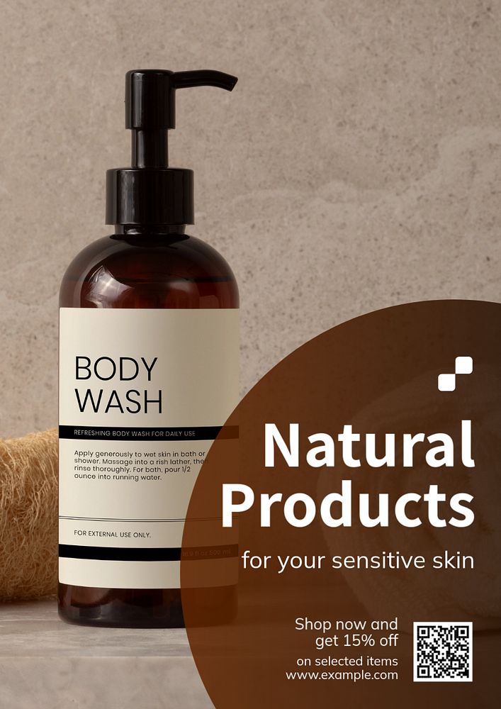 Natural skincare  poster template, editable text and design