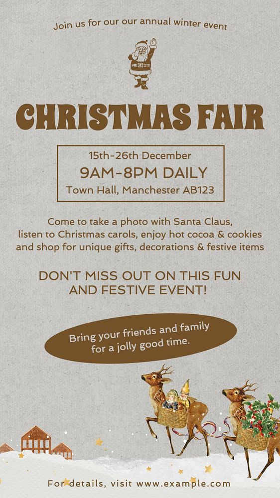 Christmas fair Instagram story template, editable text