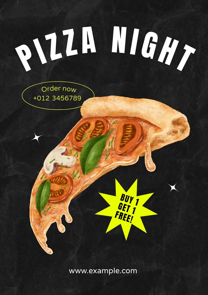 Pizza night  poster template, editable text and design