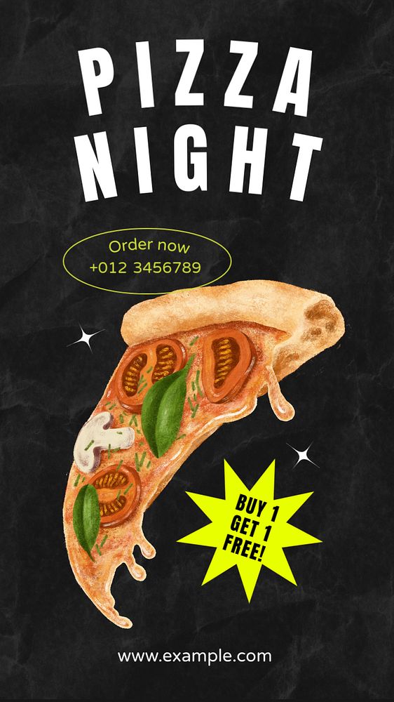 Pizza night  Instagram story template, editable text