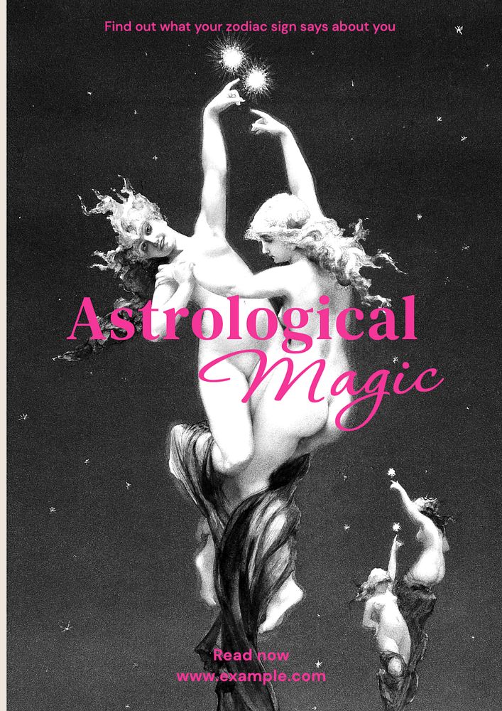 Astrological magic poster template, editable text and design