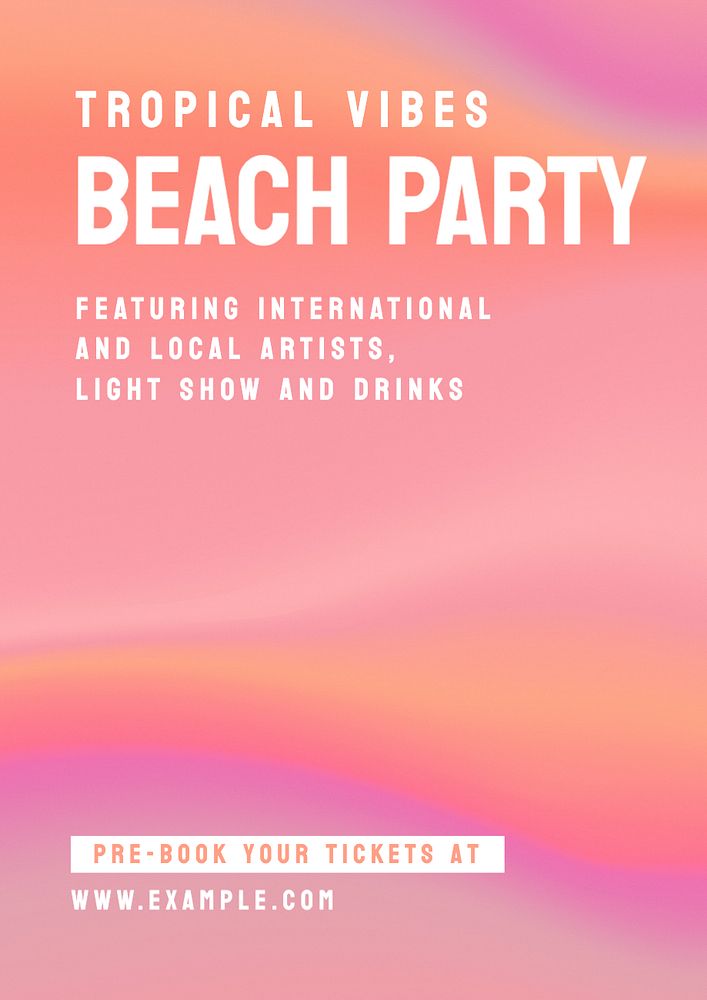 Beach party poster template, editable text and design