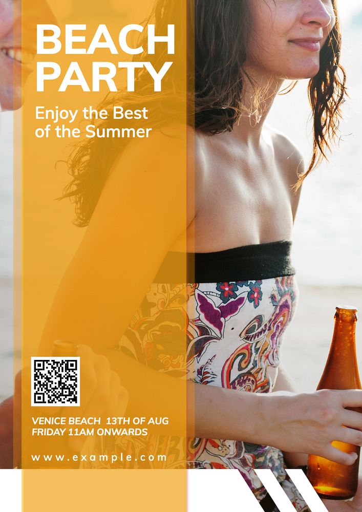 Beach party summer  poster template, editable text and design