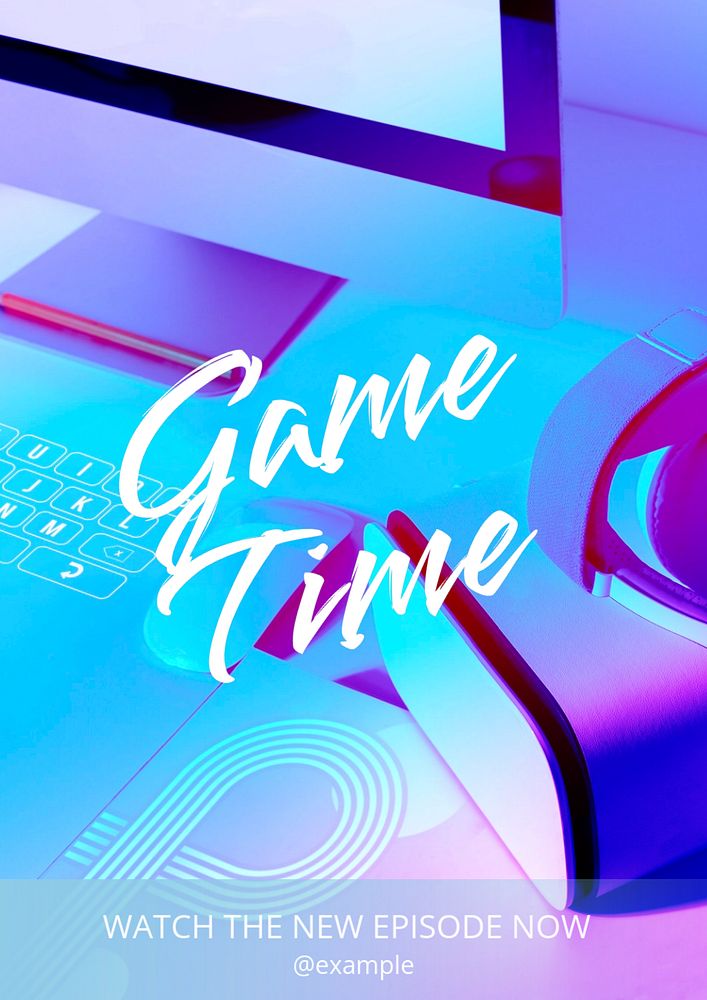 Game time  poster template, editable text and design