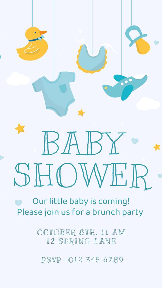 Baby shower Instagram story template, editable text