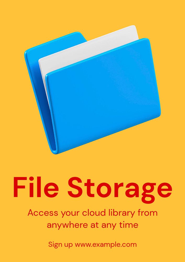 File storage  poster template, editable text and design