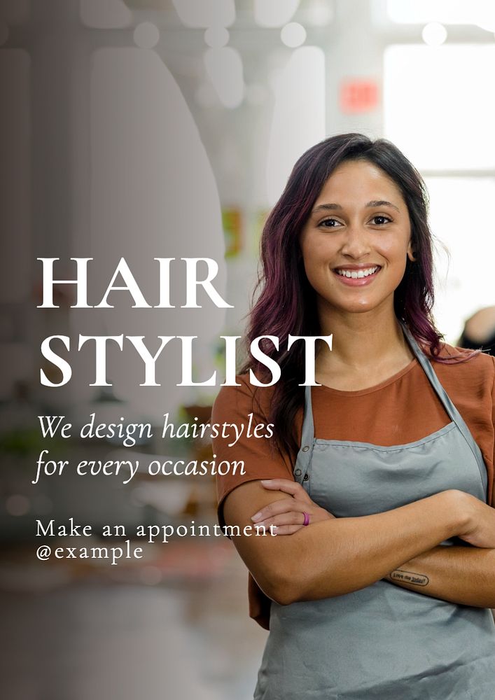 Hair stylist  poster template, editable text and design