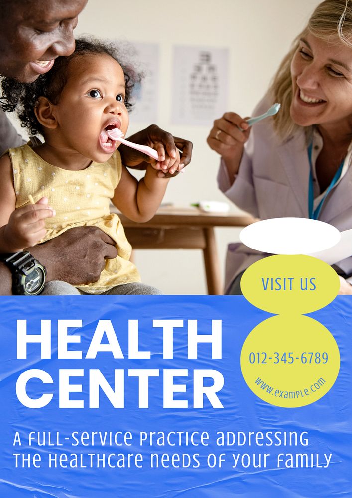 Health center  poster template, editable text and design