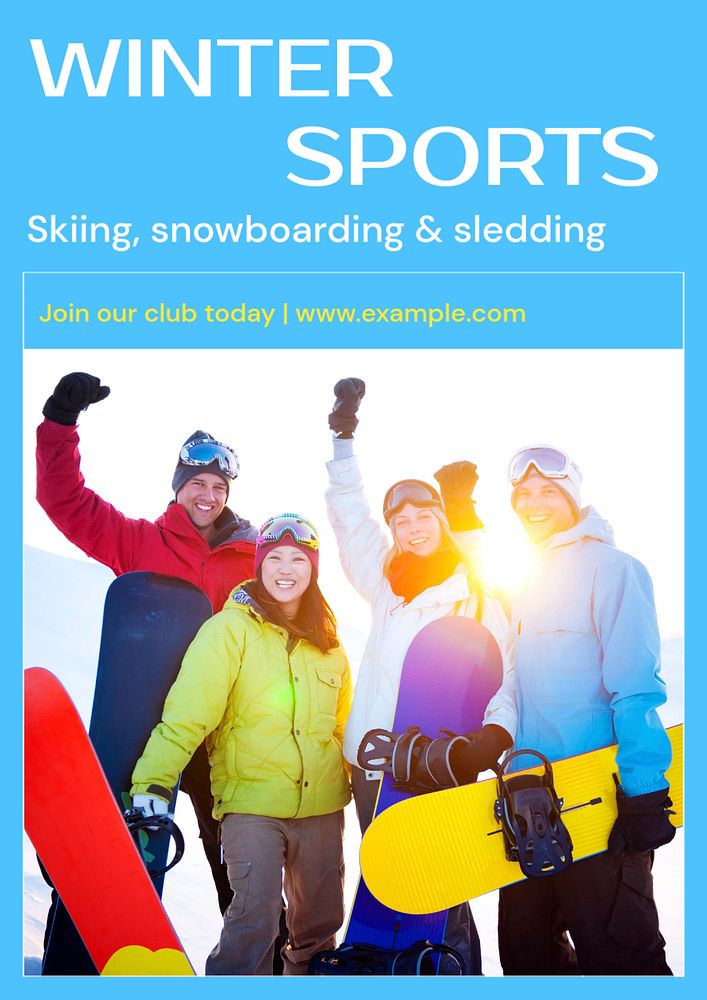 Winter sports  poster template, editable text and design