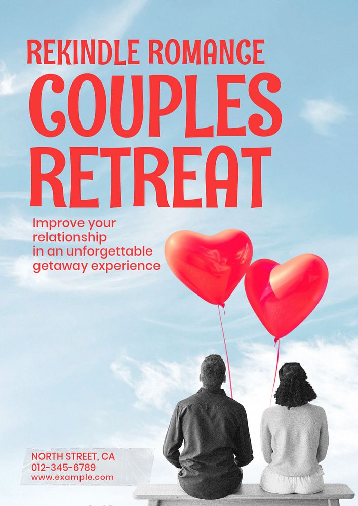 Couples retreat  poster template, editable text and design