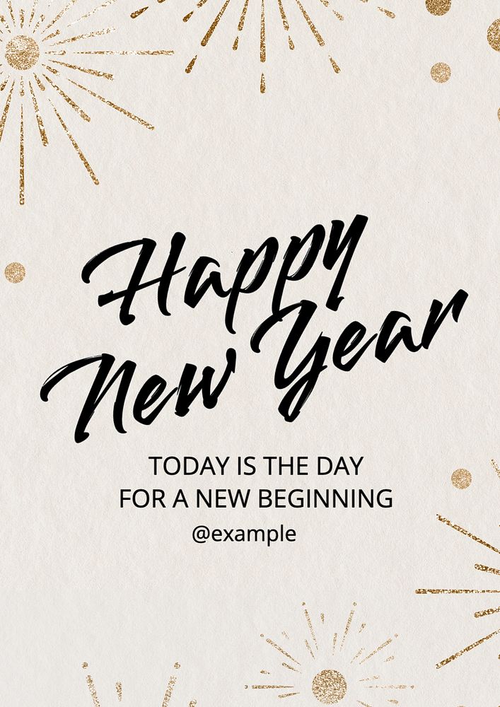 Happy new year  poster template, editable text and design