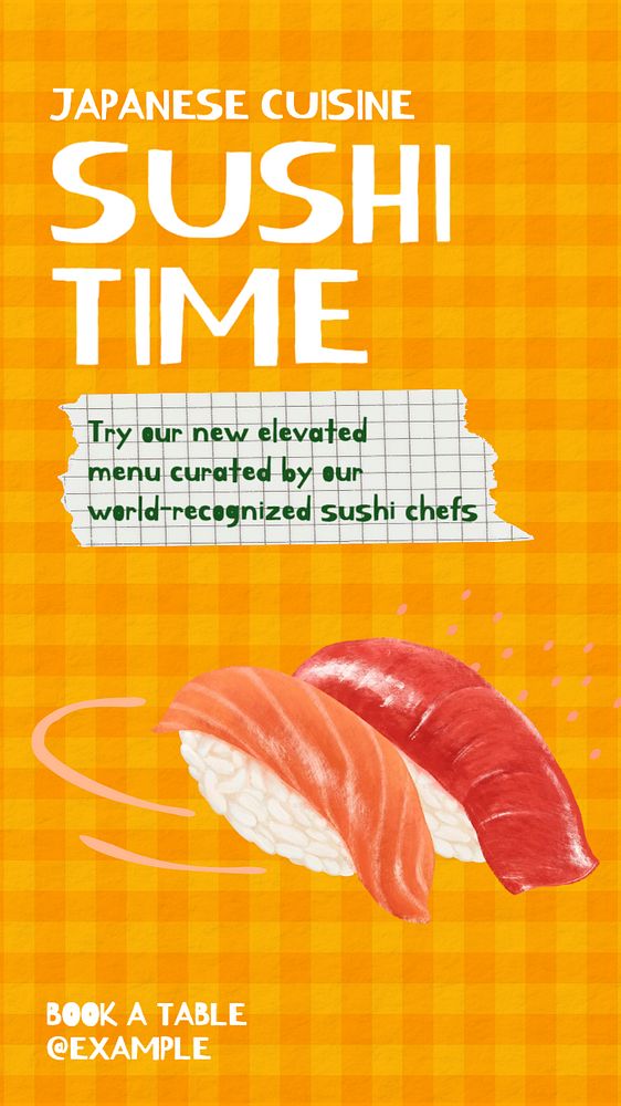 Sushi time  Instagram story template, editable text