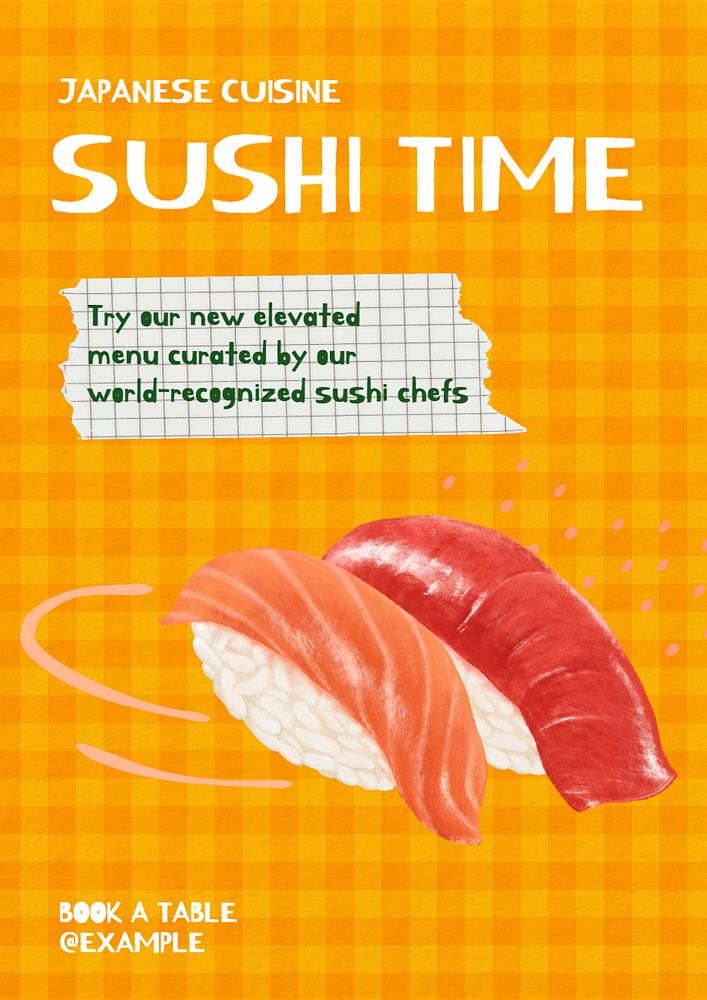 Sushi time  poster template, editable text and design