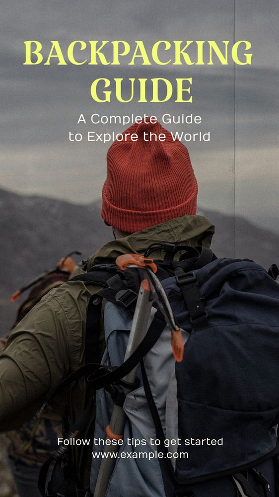 Backpacking guide  Instagram story template, editable text