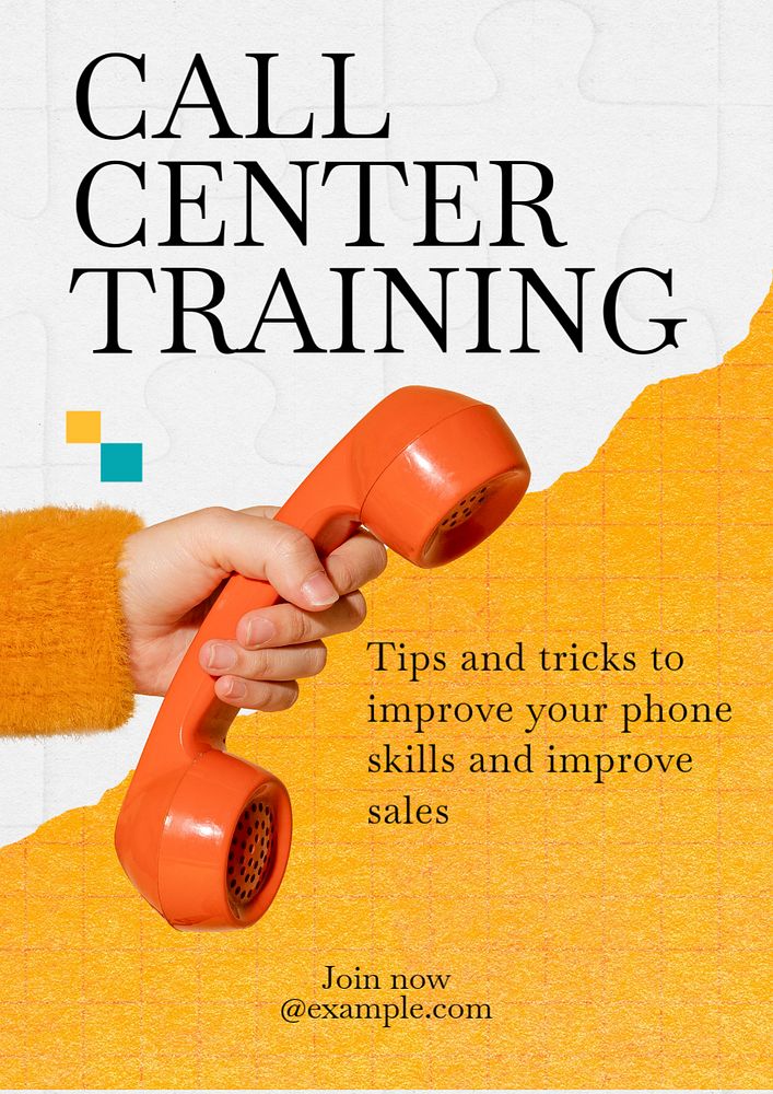 Call center training poster template, editable text and design