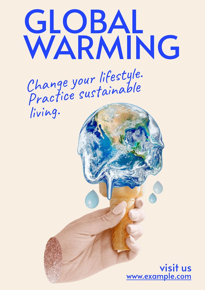 Global warming poster template, editable text and design