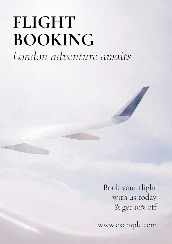 Flight booking  poster template, editable text and design