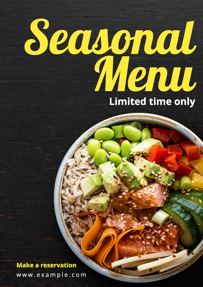 Seasonal menu poster template, editable text and design