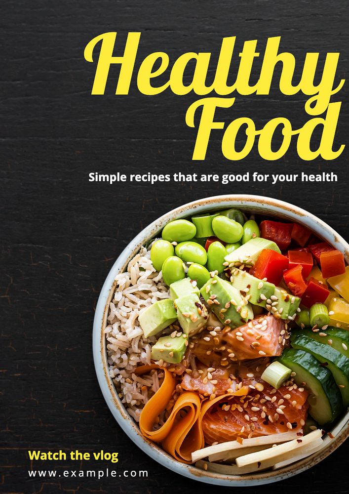 Healthy food poster template, editable text and design