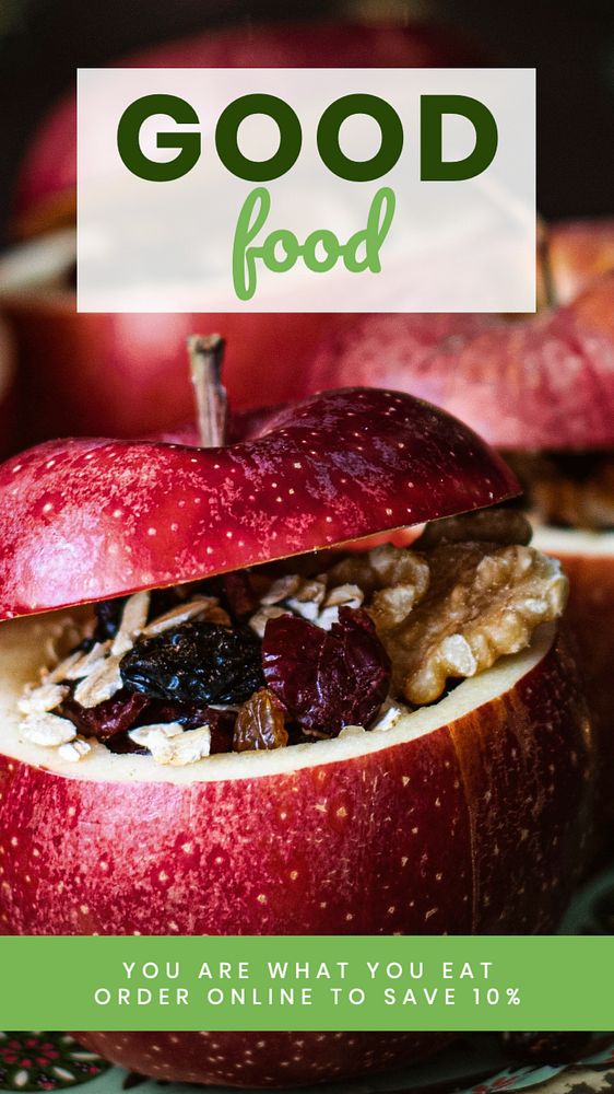 Healthy food Instagram story template, editable text