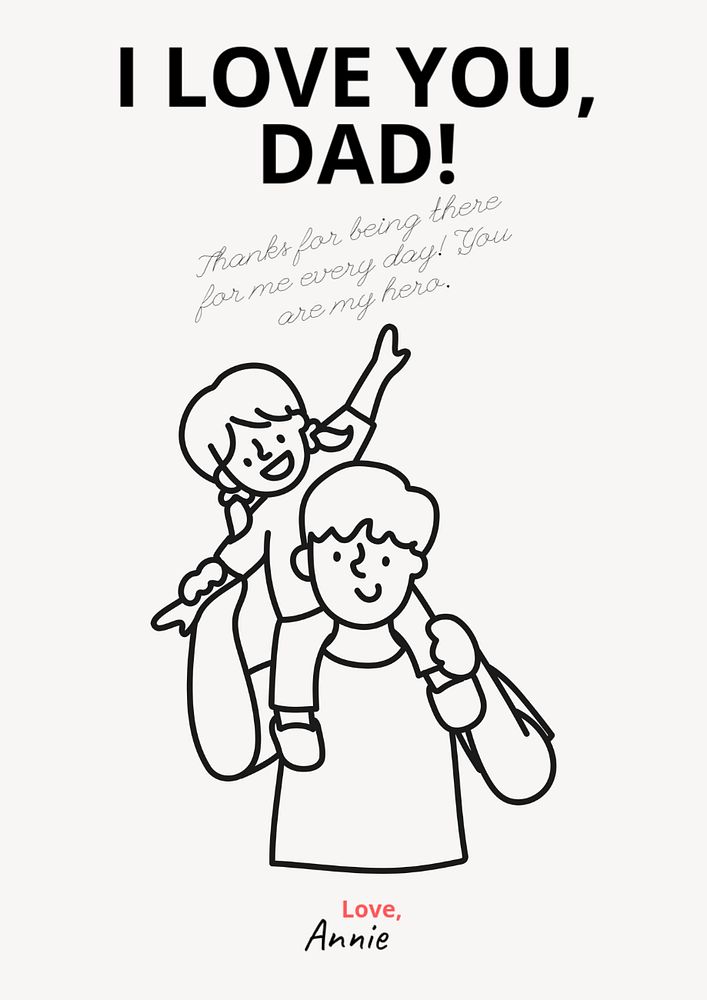 Love dad poster template, editable text and design