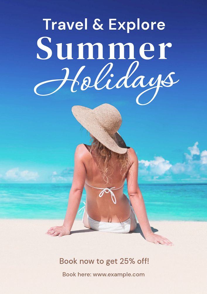 Summer trip  poster template, editable text and design