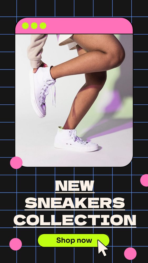 New sneakers collection Instagram story template, editable text