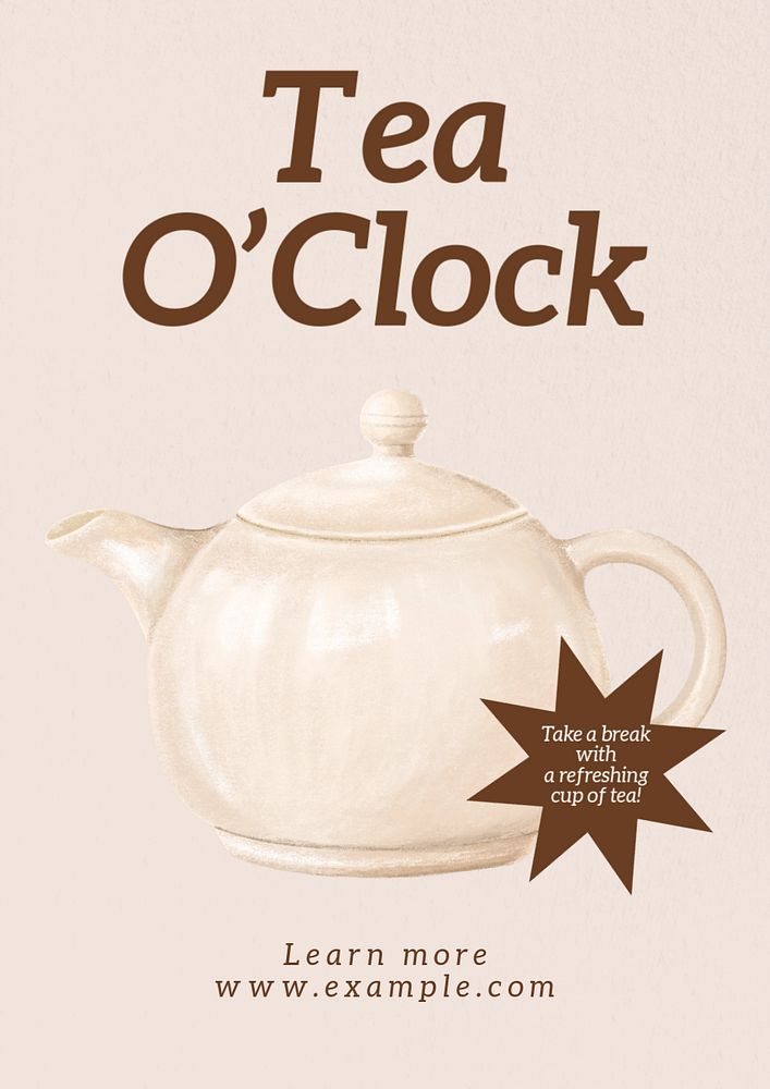 Tea poster template, editable text and design