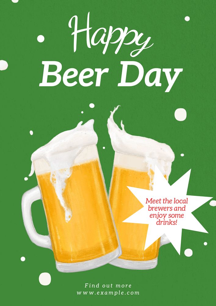 Happy beer day  poster template, editable text and design