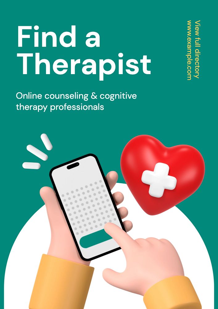 Find a therapist poster template, editable text and design