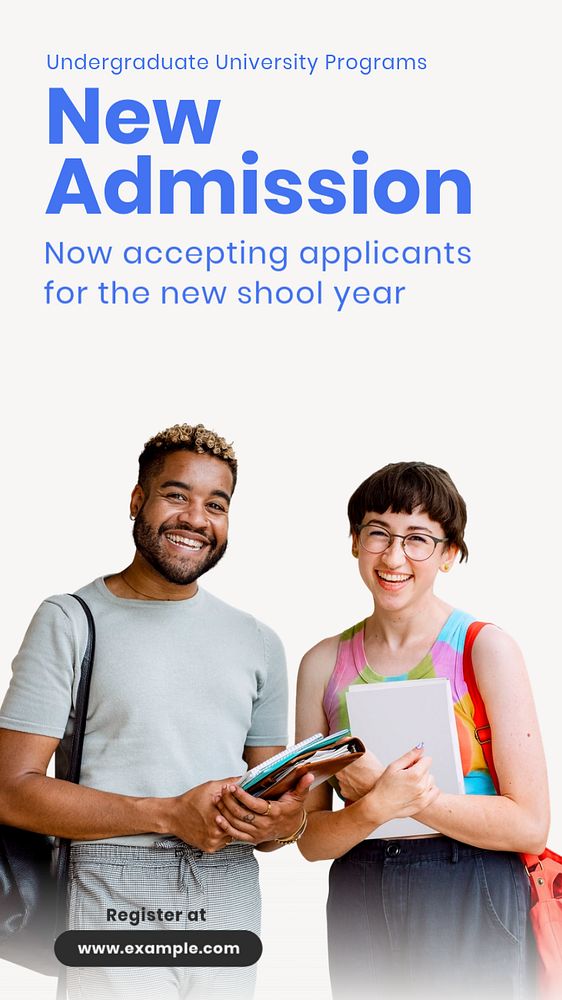 New admission Instagram story template, editable text