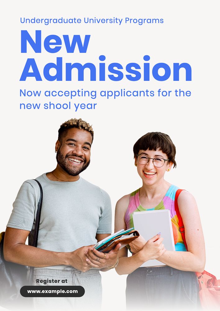 New admission poster template, editable text and design