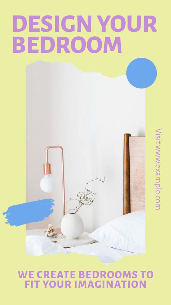 Bedroom design  Instagram story template, editable text