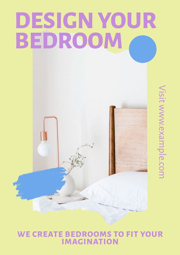 Bedroom design  poster template, editable text and design