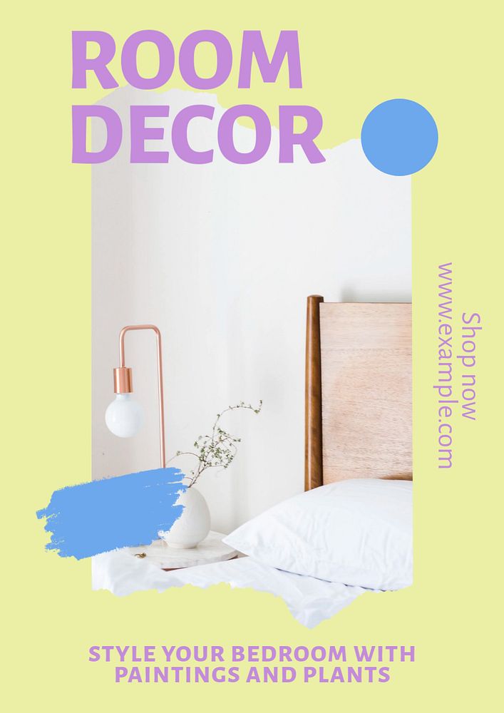 Room decoration  poster template, editable text and design