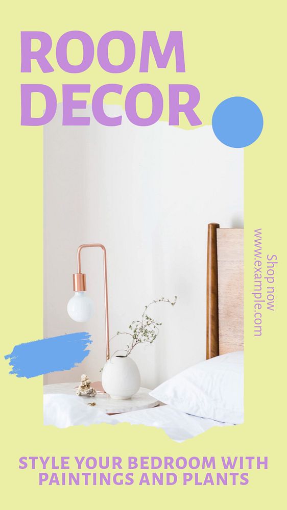 Room decoration  Instagram story template, editable text