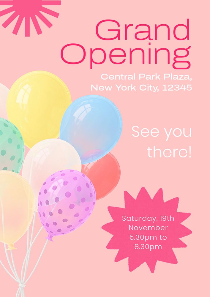 Grand opening  poster template, editable text and design