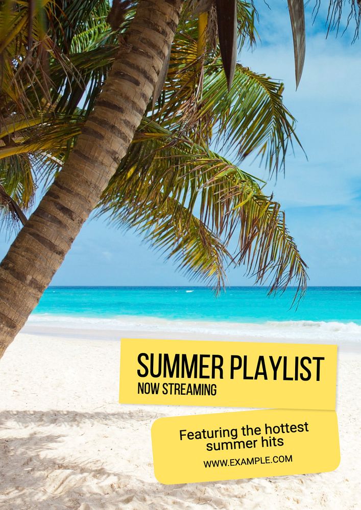 Summer playlist  poster template, editable text and design