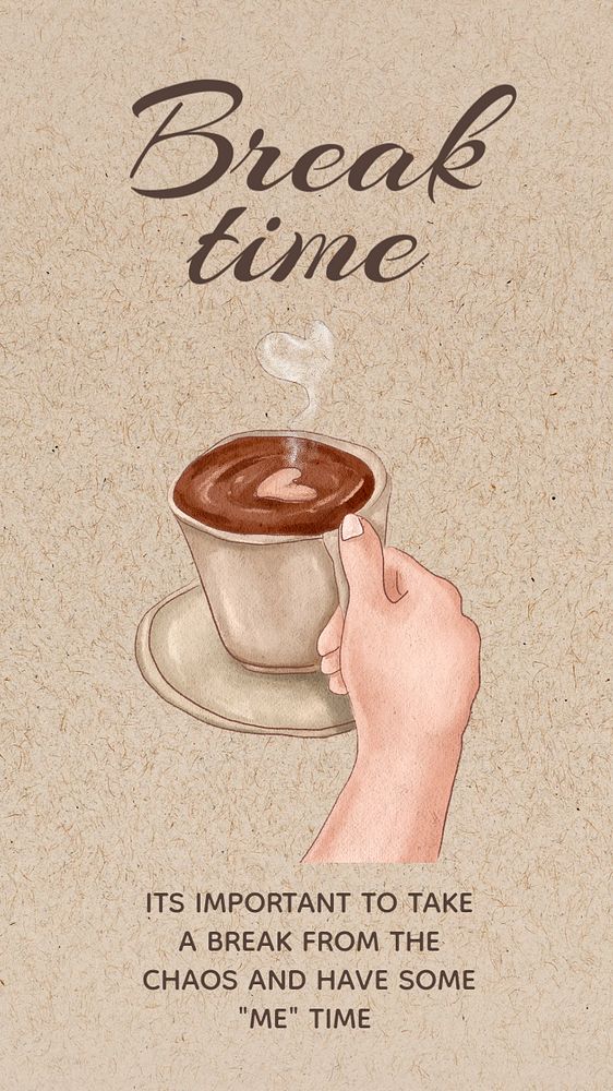 Break time Instagram story template, editable text