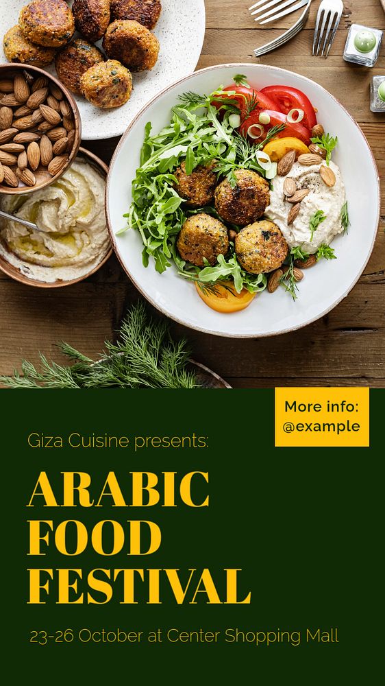 Arabic food festival Instagram story template, editable text