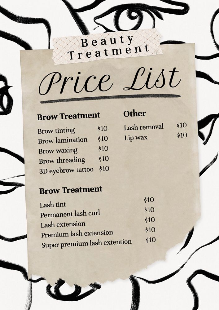 Beauty treatment poster template, editable text and design