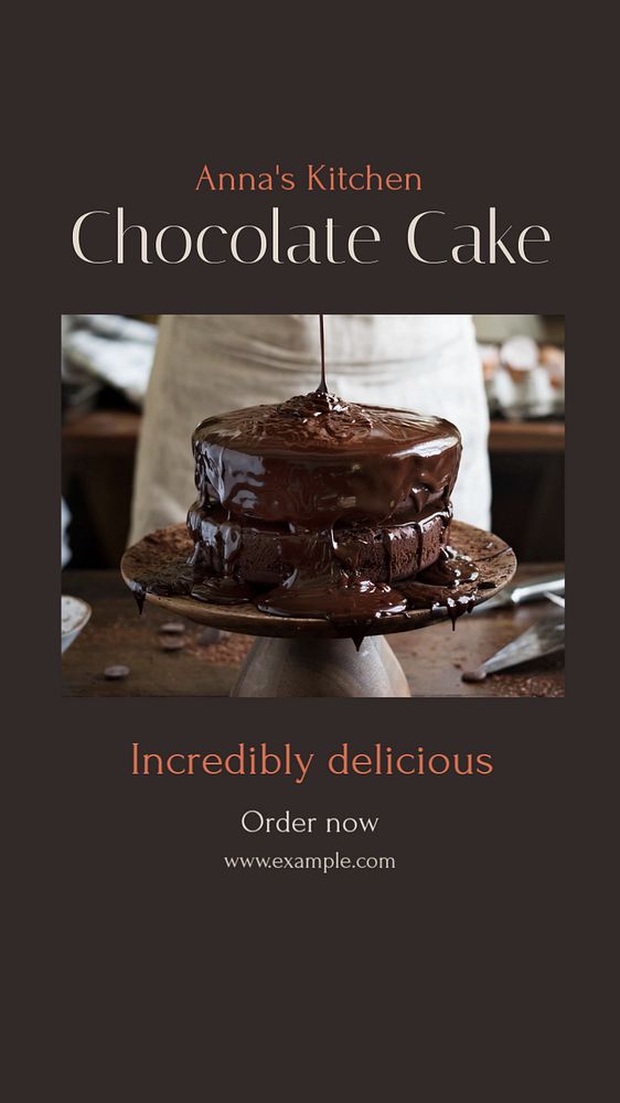 Chocolate cake  Instagram story template, editable text