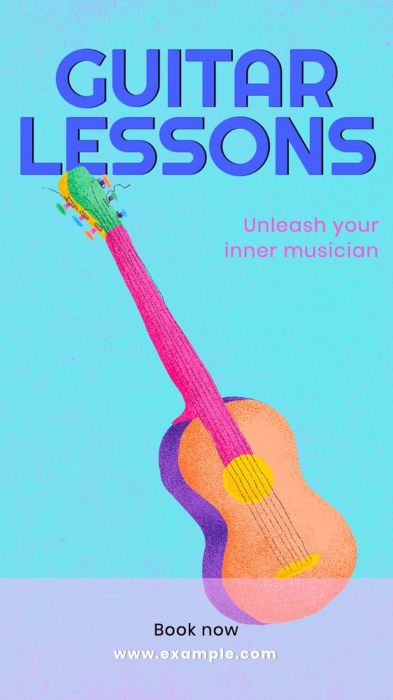 Guitar lessons Instagram story template, editable text