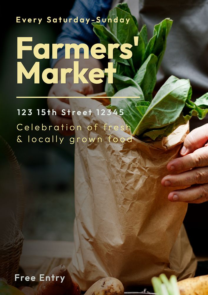 Farmers market  poster template, editable text and design