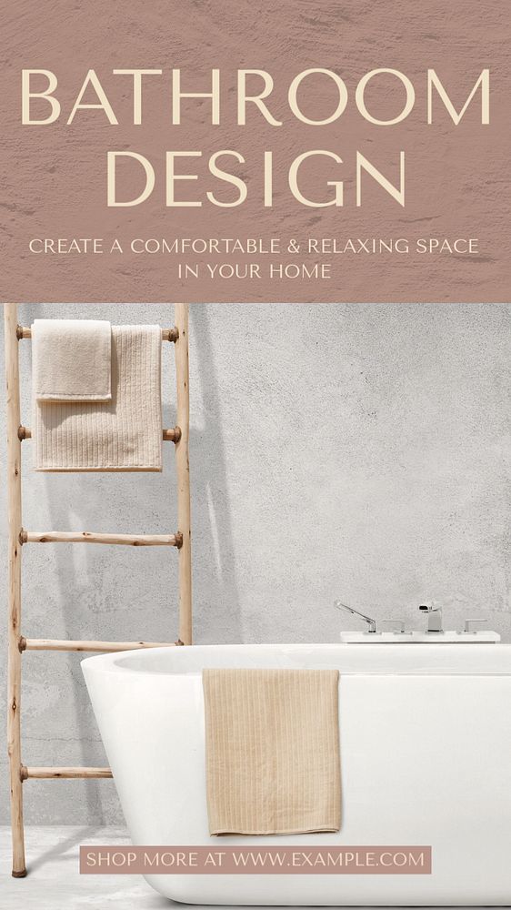 Bathroom design  Instagram story template, editable text